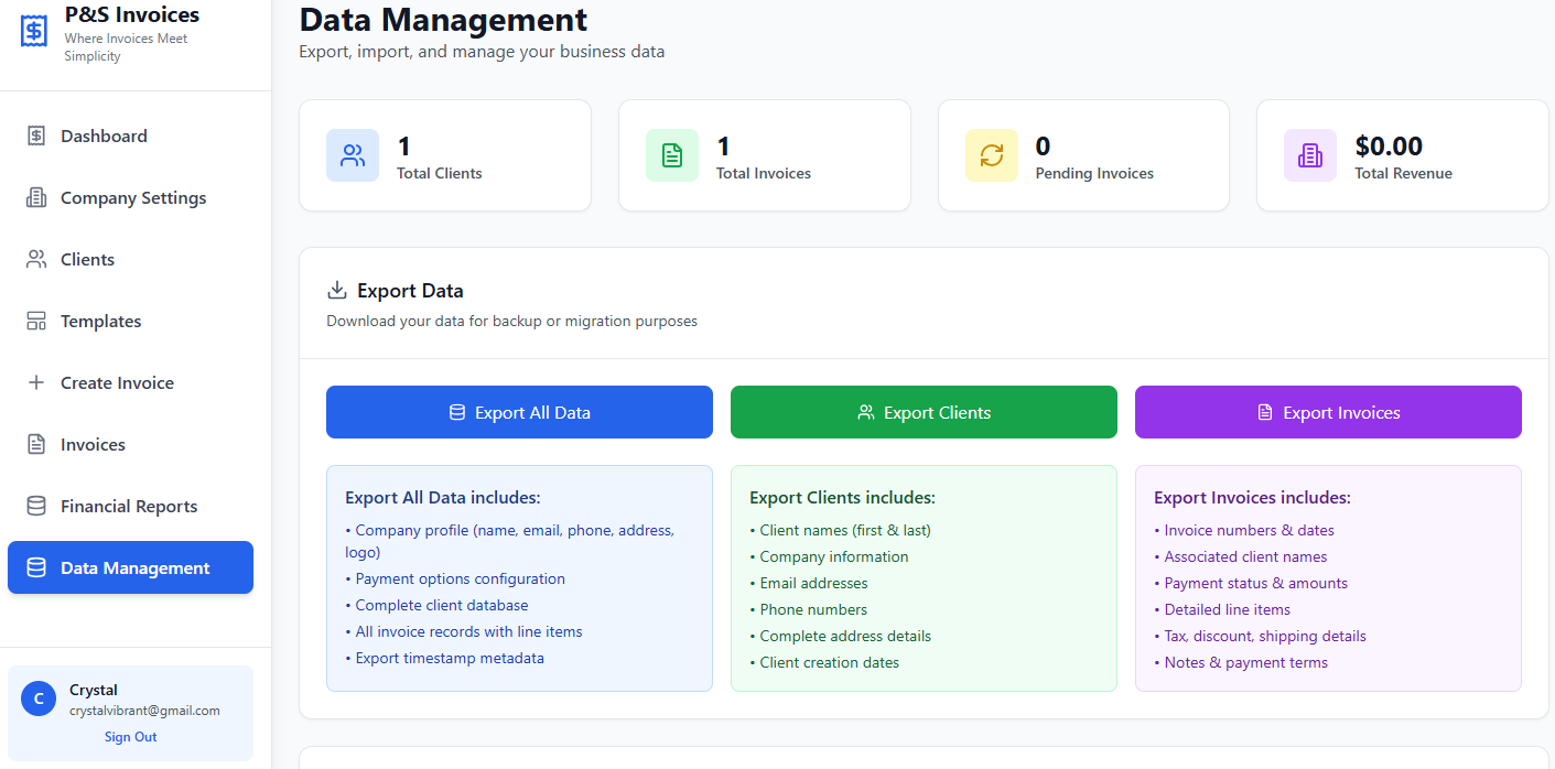 P&S Invoices Data Management