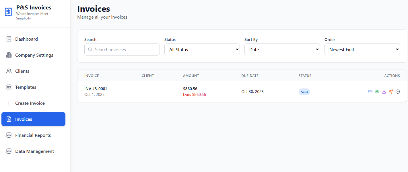 P&S Invoices Management